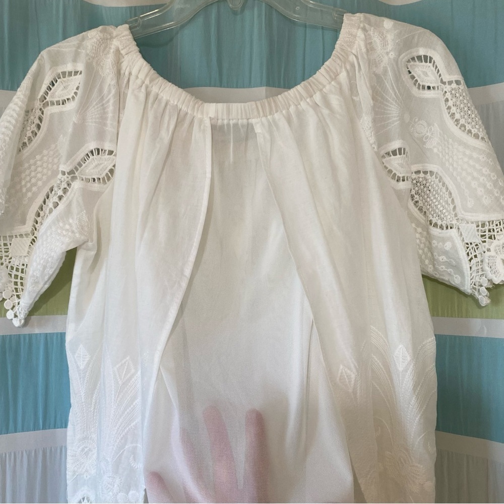 Holly Bracken Lace Boho Tunic White Sz Medium - Picture 4 of 10